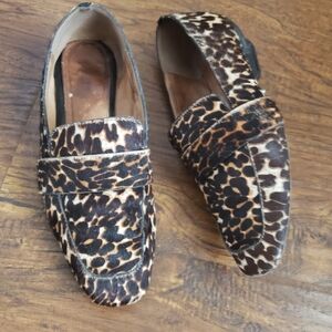 Halogen Lucy Genuine Calf Hair Loafer Chocolate Leopard Hair Calf Size 8.5 Flats